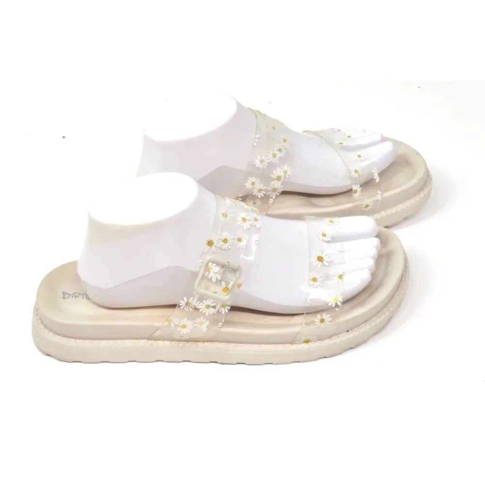 Dirty Laundry Clear Strap Daisy Slide Platform Sandal Women Size 10
